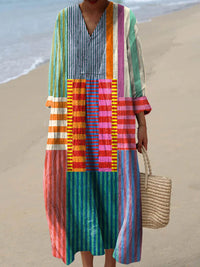 ELARA™ | MAXI ABITO PATCHWORK MULTICOLOR