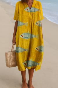 Agnes - Abito in Cotone Ispirato all'Arte