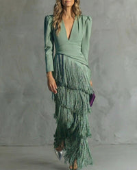 Chiara - Abito elegante con maniche a frange